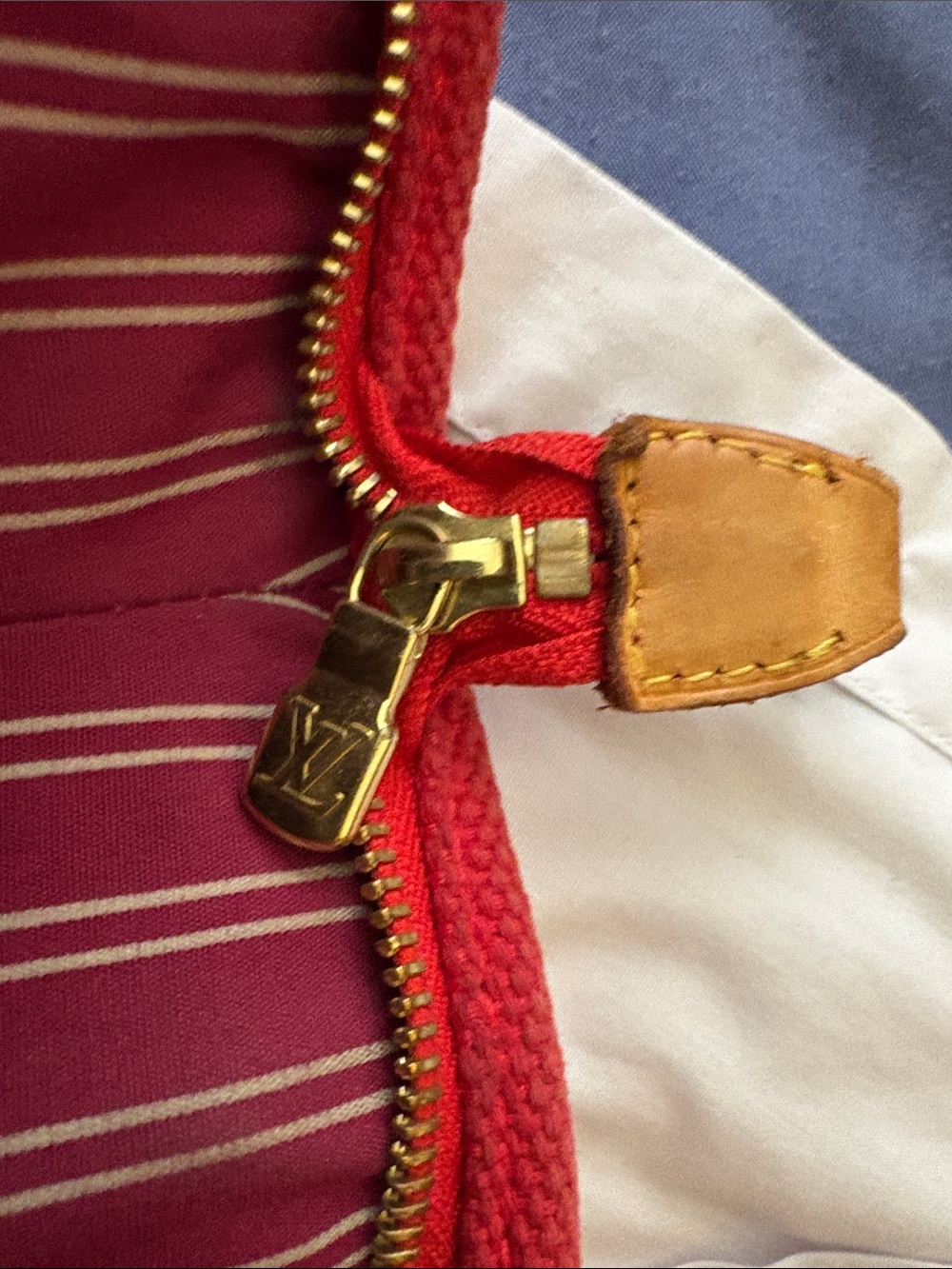 Louis Vuitton Antigua Cabas tote bag red canvas W/COA/ Horse Charm included -GUC - Picture 9 of 17